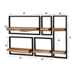 Wandregal-Set/5 Kanten / Massive Akazie natur – Bild 2