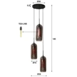 Hängelampe 3L abgestuft, Rauchglas, perforierter Stahl / Artic-Schwarz – Bild 3