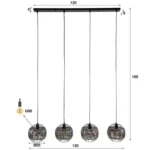 Hängelampe 4L Ø25 Panzerung offen / Schwarzbraun – Bild 4