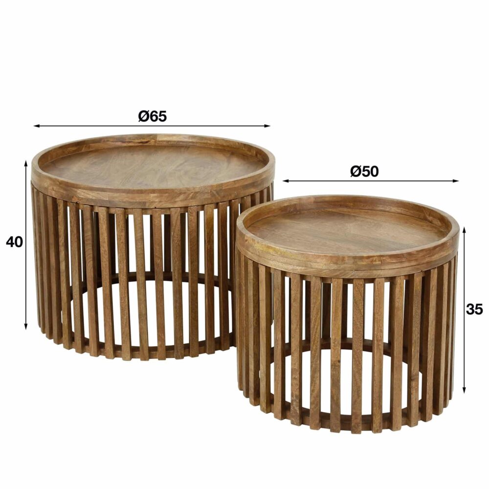 Couchtisch-Set Tweak Ø65/Ø50 / Massive Mango-Sandfarbe – Bild 6