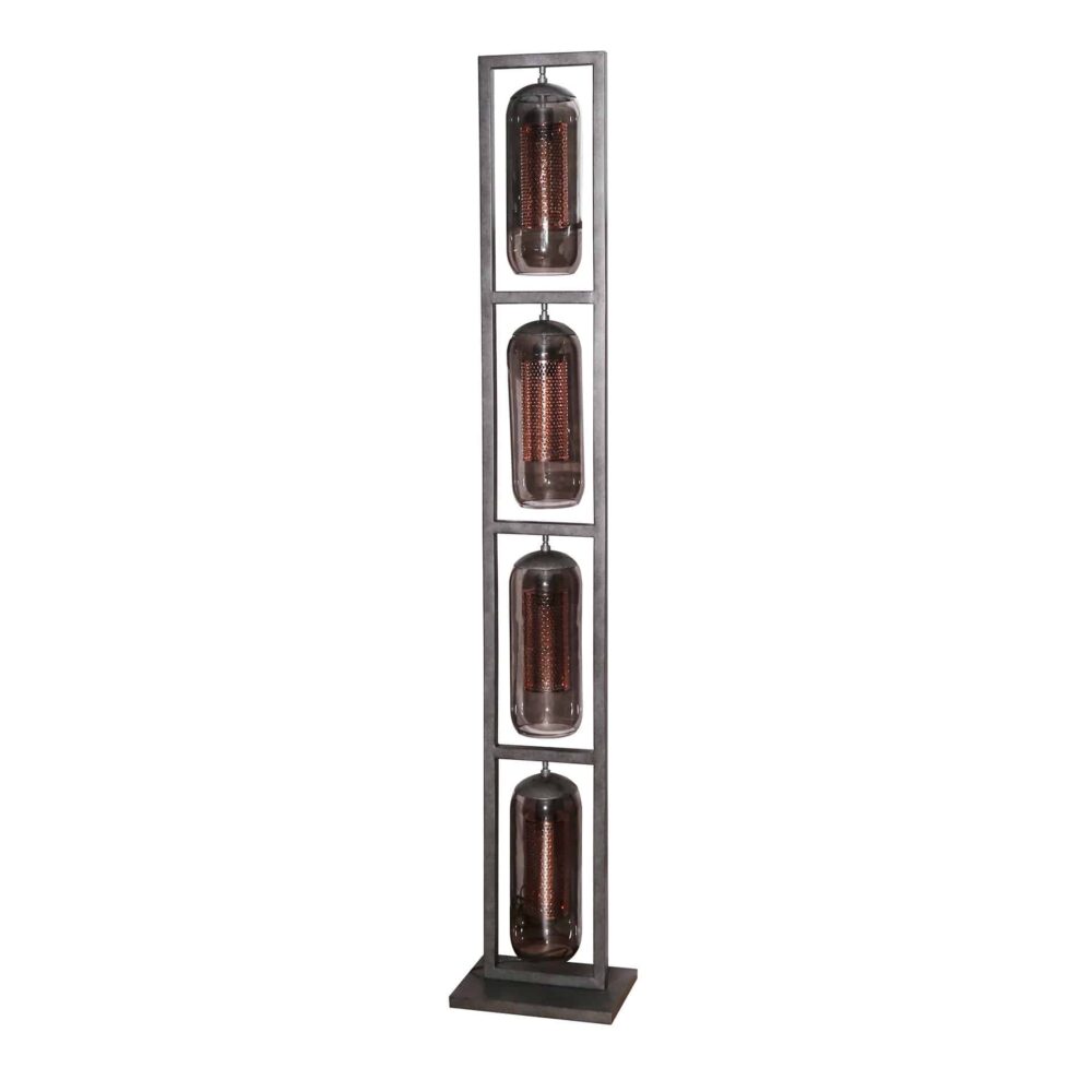 Stehleuchte 4L Turm Rauchglas-Lochstahl / Artic schwarz – Bild 3