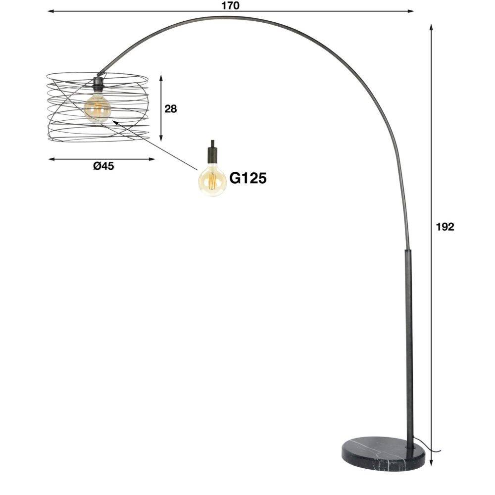 Bogenlampe Ø45 Curl / Anthrazit – Bild 4