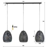 Hängelampe 3x Ø26 Panzer oval / Schwarzbraun – Bild 4