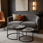 Couchtische Schwarz - Grey & Gold Abstract Marble