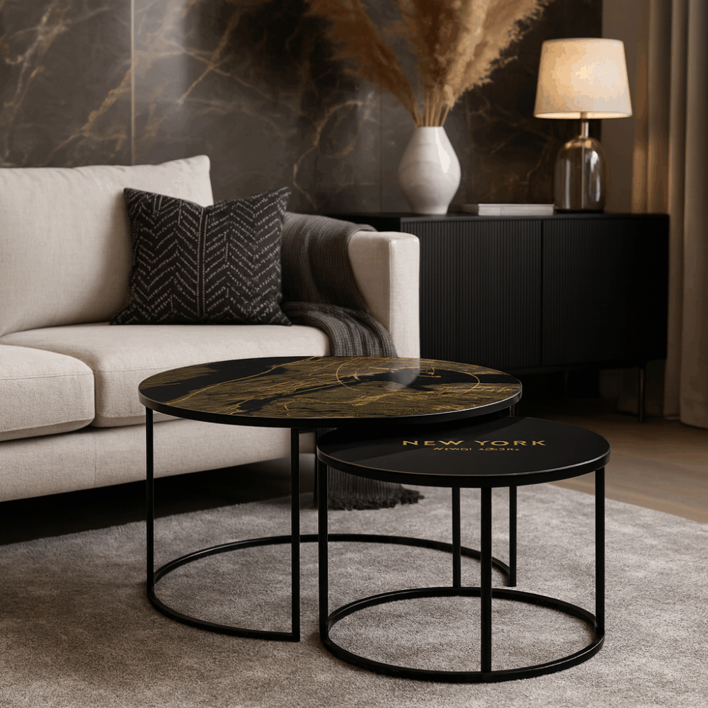 Couchtische Schwarz - New York Gold – Bild 1