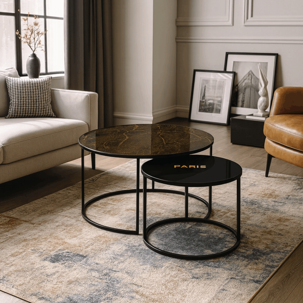 Couchtische Schwarz - Paris Gold – Bild 1