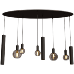 Design-Hängeleuchte 8-flammig – Schwarz & Amberglas – 140 cm – Bild 3