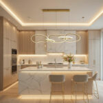 Hängeleuchte Aurora – Design 5 Ringe Gold 120 cm