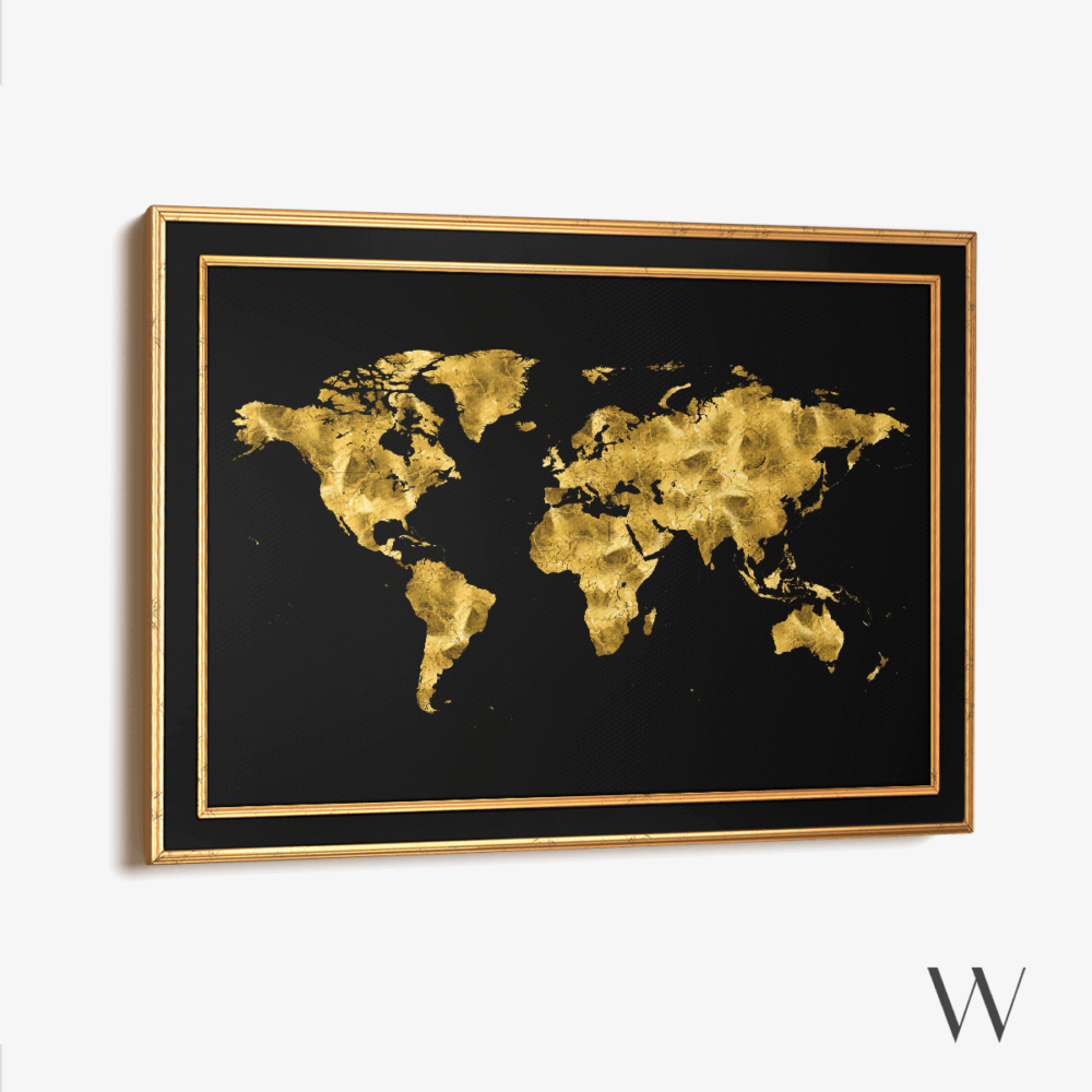 Golden World Map - Art Frame – Bild 4