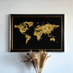 Golden World Map - Art Frame