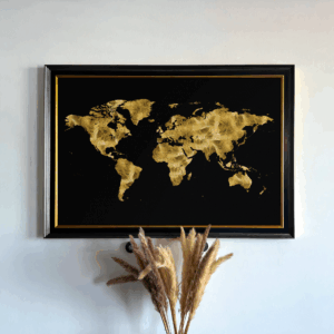Golden World Map - Art Frame