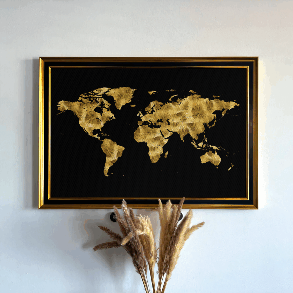 Golden World Map - Art Frame – Bild 2