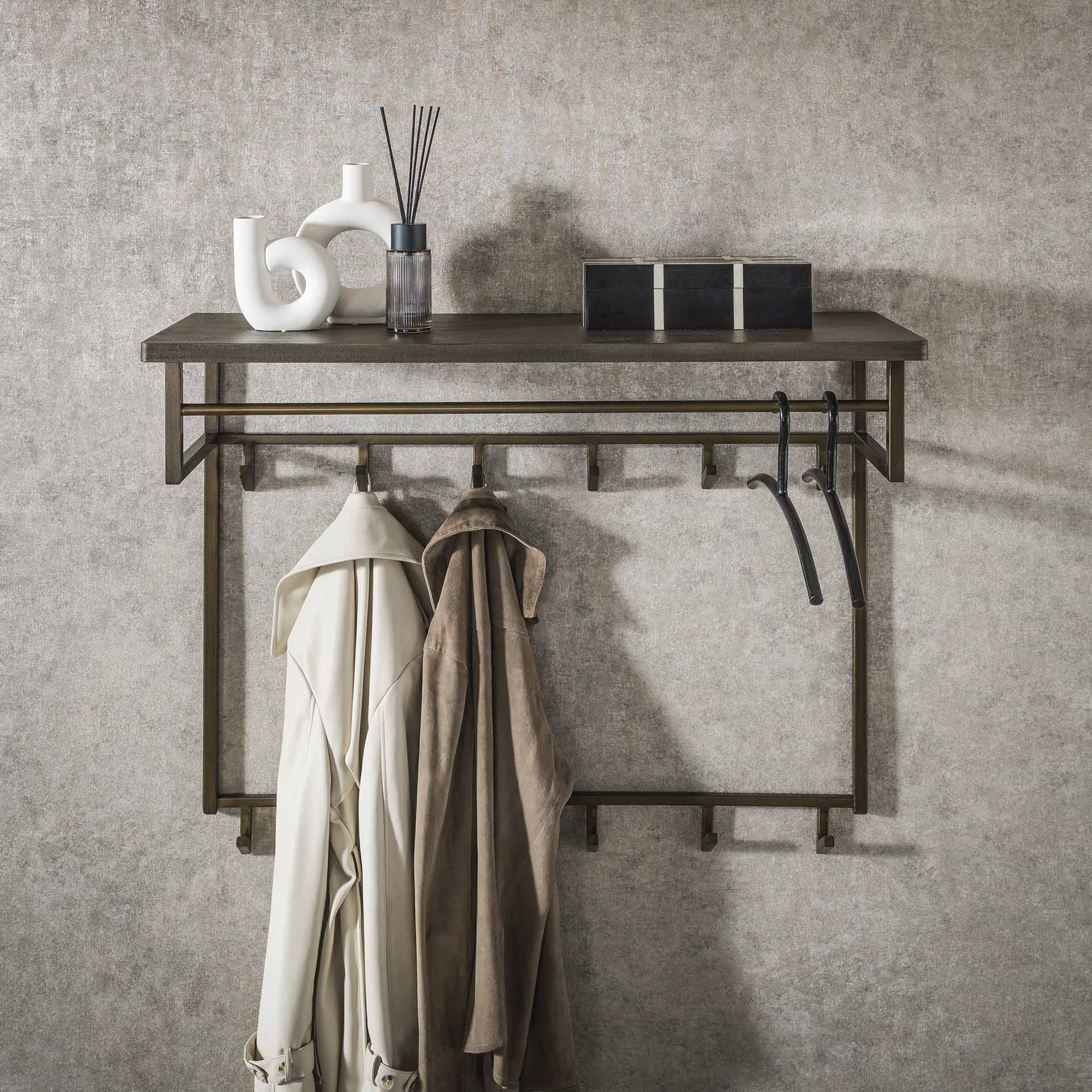 Garderobe Ferro hoch, 12 Haken / Antikbronze - -
